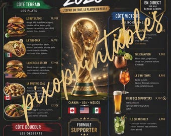 Modelos de cardápio para a Copa do Mundo de 2026 | Pacote editável para restaurantes e bares no Canva (Download instantâneo)