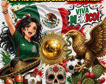 Pacote de imagens PNG da Copa do Mundo El Tri 2026 do México (20 arquivos PNG)