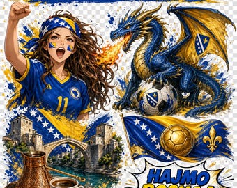Clipart de dragão de futebol da Bósnia, Hajmo Bosna PNG (20 arquivos)