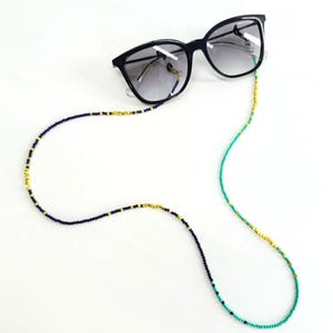 Genuine Lapis & Turquoise Glasses Chain, Tiny Gemstone Beaded Eyeglass Holder, Handmade Boho Sunglasses Strap, Gift for Her