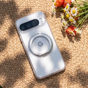 Matte Clear MagSafe Case with Rotating Stand for Google Pixel (6–10 Series)