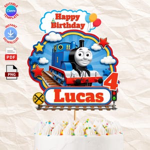 Train cake topper, Digital Printable Party Decor PNG (Digitale File)