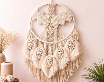 Large Macrame Dream Catcher Wall Hanging | Boho Woven  Decor | Handmade Cotton Rope Nursery Decor