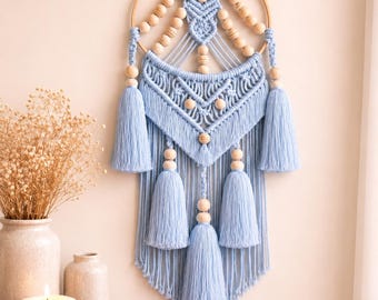 Macrame Wall Hanging | Boho Dream Catcher Decor | Handmade Cotton Rope Nursery Decor |
