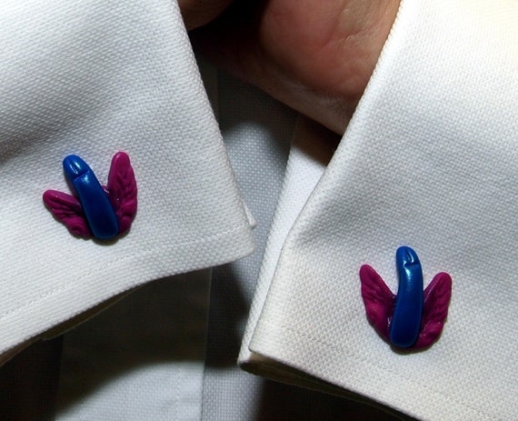 Flying Penis Cufflinks Blue Fuchsia Cuff Links Mature Cadeaux Etsy