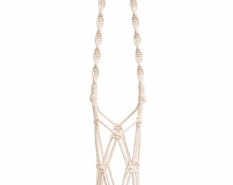 Portabottiglie in macramè da indossare al collo – Portaborraccia boho – Cotone fatto a mano – Regalo ideale per festival e attività all'aperto