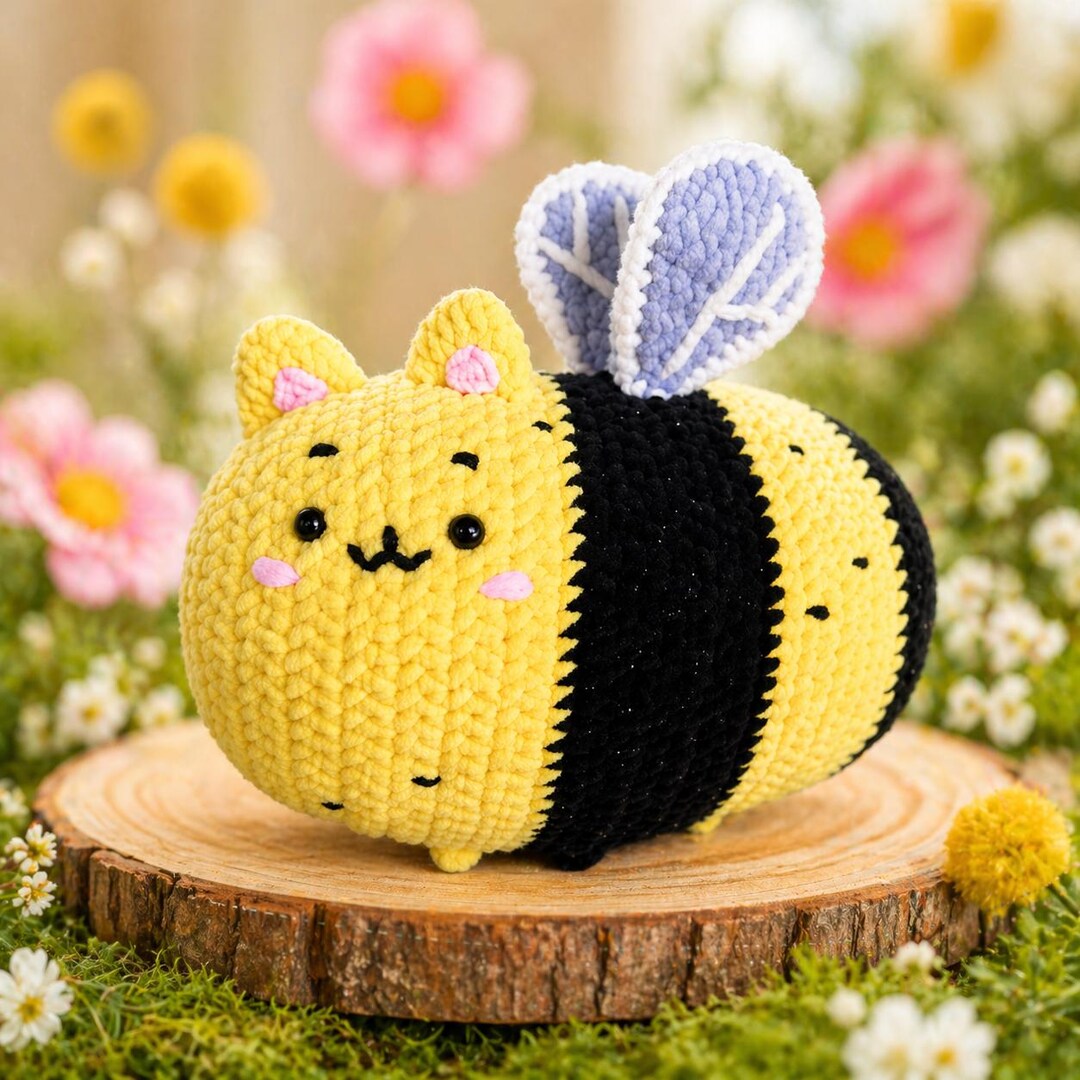 Bee Crochet Pattern PDF | Bumblebee Cat Amigurumi | Kawaii Plushie ...
