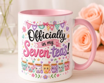 Taza de cumpleaños número 70, oficialmente en mi regalo de siete tés para ella