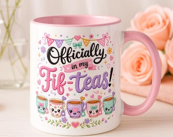 Taza de cumpleaños número 50, oficialmente en mi regalo de cincuenta cumpleaños para ella.