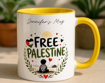 Taza personalizada para Palestina Libre, taza de café de cerámica con nombre personalizado, regalo para simpatizantes de Palestina