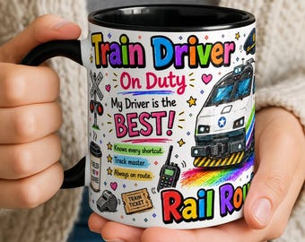Taza de maquinista, regalo para papá jefe de ruta ferroviaria, taza divertida de conductor.