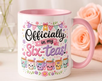 Taza de cumpleaños número 60, oficialmente en mi sexto cumpleaños. Regalo para ella.