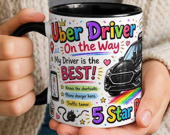 Taza para conductor de Uber, regalo para papá para quienes disfrutan de viajes compartidos, jefe de viajes de 5 estrellas.