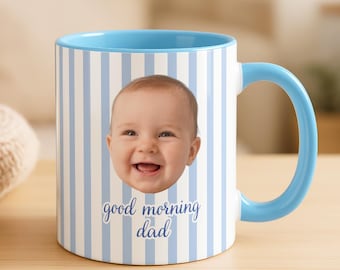 Taza con foto de papá, recuerdo personalizado con la cara del niño, regalo de buenos días para papá