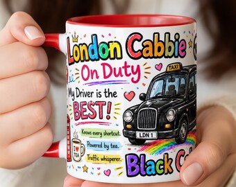 Taza de taxista londinense, regalo para taxista de taxi negro, taza divertida para taxista