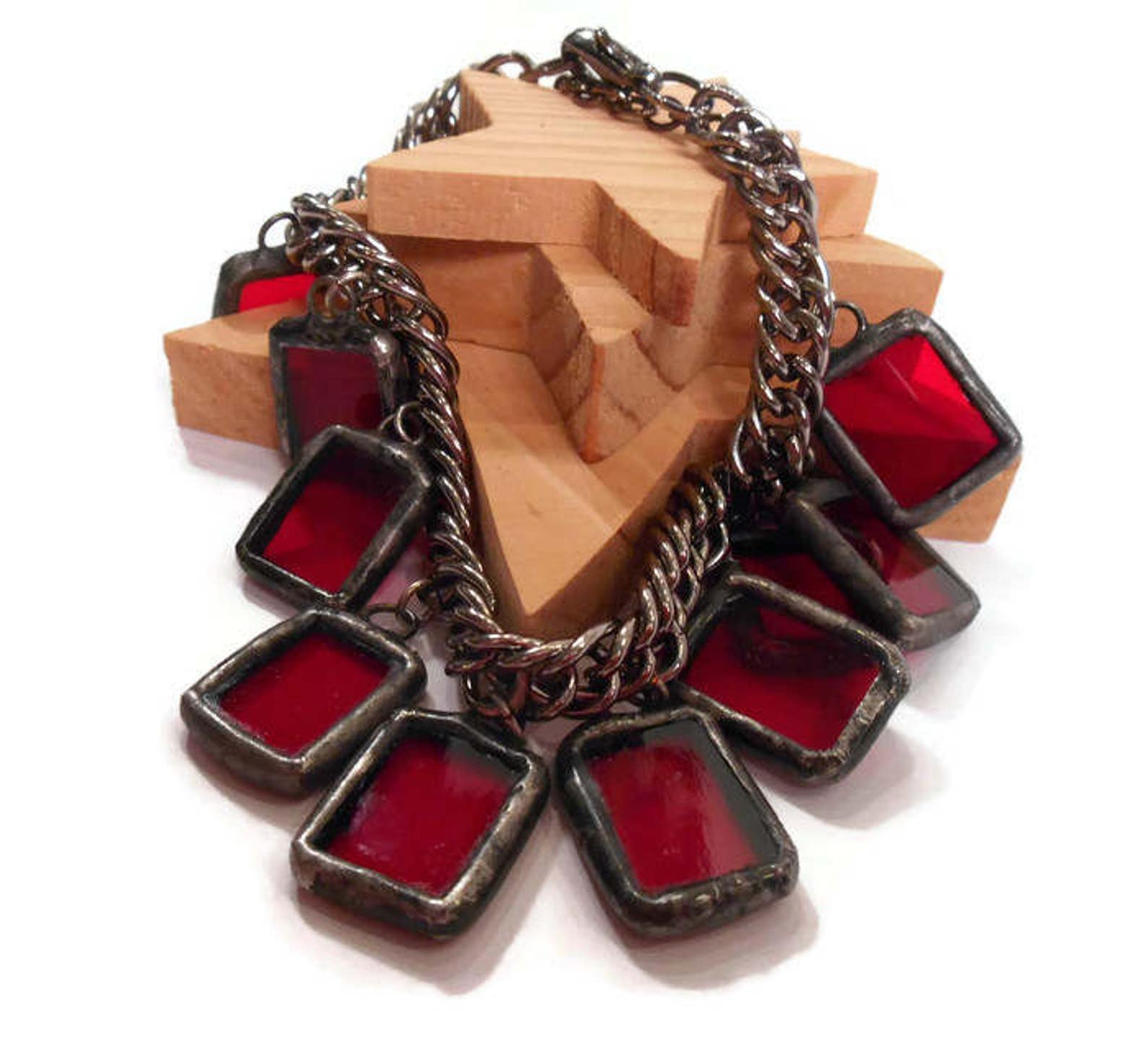Red - Handcrafted Glass Stone Bracelet 05