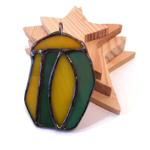 Cocoon Stained Glass Jewelry Pendant Glass Metal Jewelry Handmade Jewelry Statement Jewelry Necklace Yellow and Green Pendant Glass Cocoon image 5