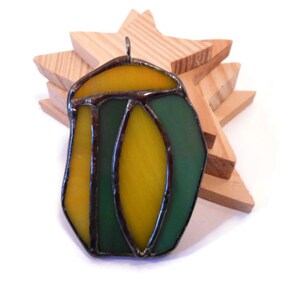 Cocoon Stained Glass Jewelry Pendant Glass Metal Jewelry Handmade Jewelry Statement Jewelry Necklace Yellow and Green Pendant Glass Cocoon image 1