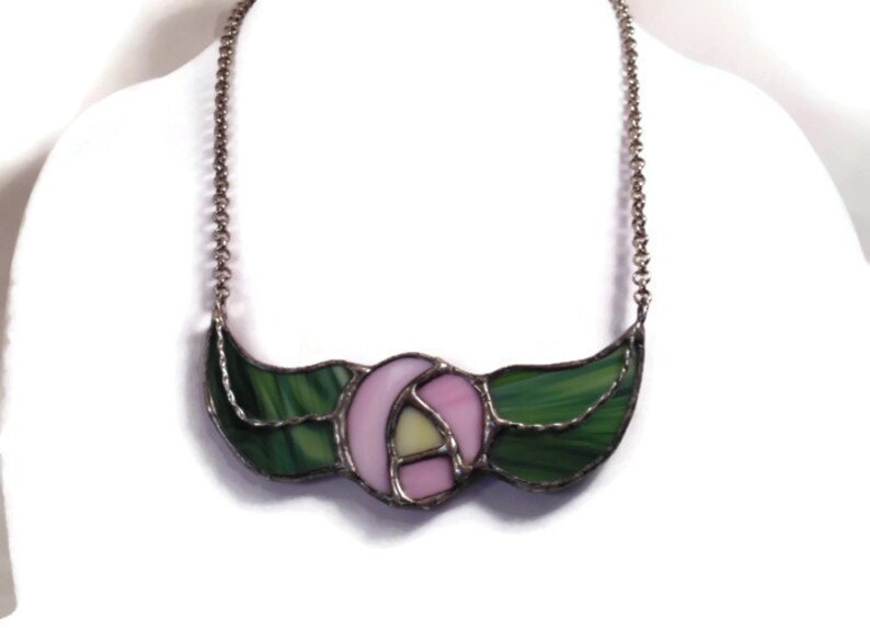 Stained Glass Jewelry Statement Necklace Rose Necklace Glass Etsy
