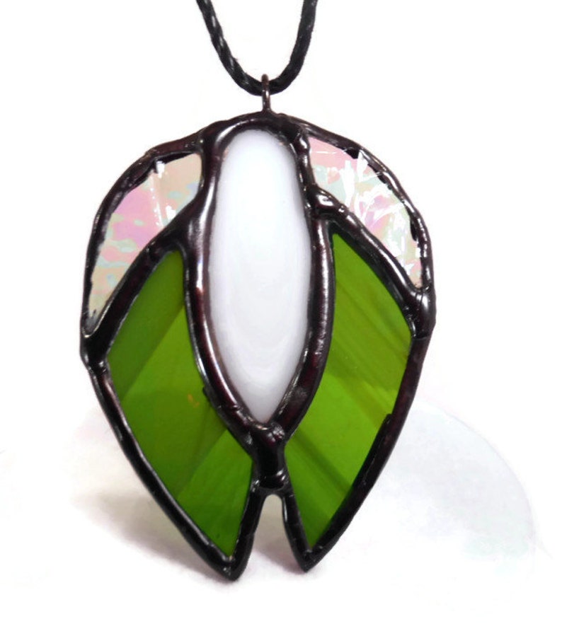 Stained Glass Jewelry Necklace Birth of a Seed Green Glass Etsy