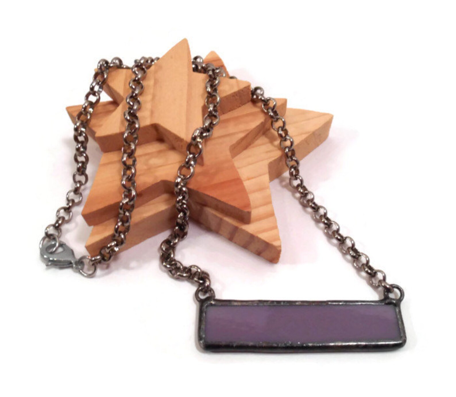 Glass Bar Necklace Stained Glass Jewelry Handmade Jewelry Etsy