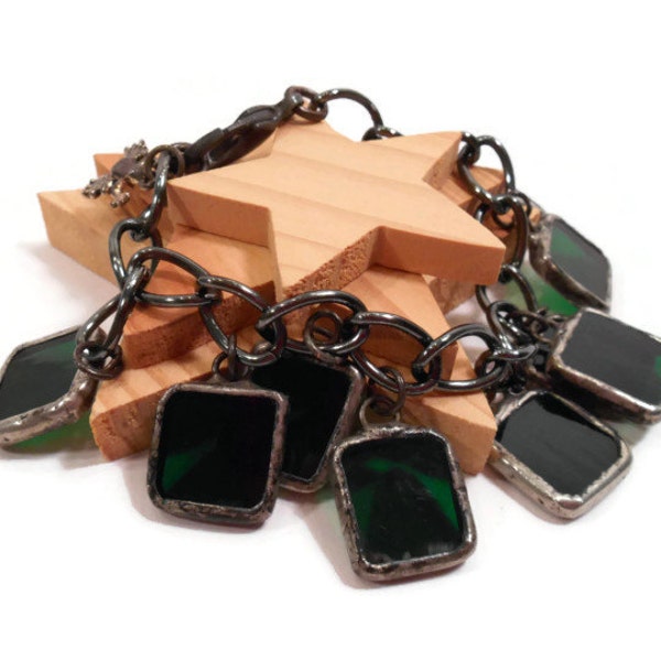 Stained Glass Jewelry Stained Glass Bracelet Green Glass Bracelet Handmade Jewelry Glass Metal Jewelry Green  Bracelet Green Glass Jewelry