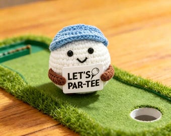 Positive Crochet Golf Ball Plush, Encouragement Gift for Golfers & Fans