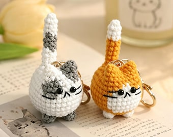 Crochet Cat Keychain, Cute Kitten Amigurumi Bag Charm, Cat Lover Gift For Her