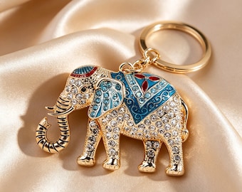 Gift for Mom Daughter Grandma, Enamel Bag Charm,Crystal Elephant Keychain