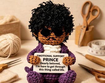 Crochet Emotional Support Prince Plush, Music Fan Amigurumi, Funny Cheer Up Gift For Her