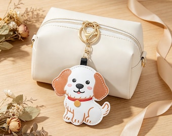 Cute Faux Leather Dog Keychain, Puppy Bag Charm, 3 Style Options