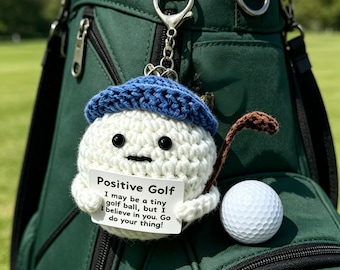 Crochet Golf Ball Emotional Support Doll | Car Mirror & Bag Charm for Golfers