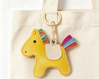 Mother's Day Gift for Mom & Horse Lovers | Handmade Leather Cute Pony Keychain | Kawaii Equestrian Bag Charm
