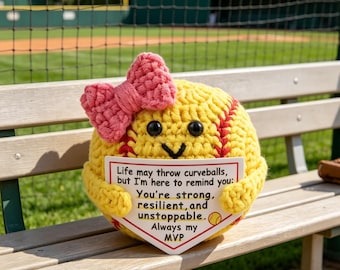2026 Crochet Softball Plush, Coach Appreciation Gift, Motivational Keepsake for Softball Players & Teams