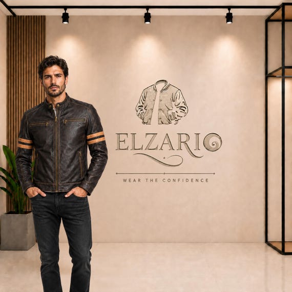 Men’s Leather Jacket Biker Jacket Men Brown Leather Jacket Men Motorcycle Jacket Vintage Leather Jacket Retro Biker Jacket Gift for Him