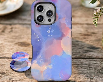 Funda para teléfono con diseño de chica soñadora, arte colorido, linda funda de arcoíris para iPhone 17 16 15 14 13 12 11 Pro Max, Samsung Galaxy S26 S25 S24 S23 Ultra