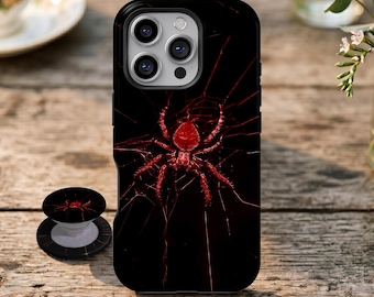 Funda para teléfono Scarlet Spider Web, estilo gótico oscuro, estética cyberpunk, para iPhone 17 16 15 14 13 12 11 Pro Max, Samsung Galaxy S26 S25 Ultra