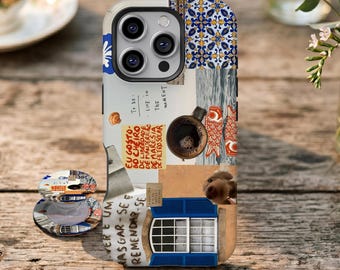 Funda para teléfono Coastal Living Collage, estética retro, diseño patchwork, para iPhone 17 16 15 14 13 12 11 Pro Max, Samsung Galaxy S26 S25 S24 Ultra