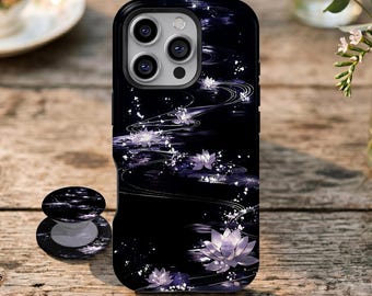 Funda para teléfono Lotus, estampado estético oriental de lujo, espiritual y zen etéreo, para iPhone 17 16 15 14 13 12 11 Pro Max, Samsung Galaxy S26 Ultra