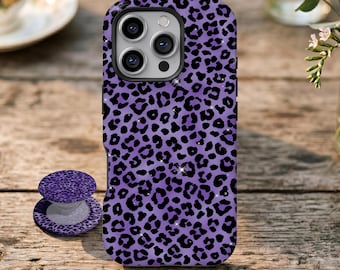 Romantic Purple leopard print Phone Case, GONE WILD Trendy Animal ,For iPhone 17 16 15 14 13 12 11 Pro Max, Samsung Galaxy S26 S25 S24 Ultra