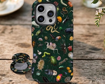 Funda para teléfono con diseño de escarabajo, insecto colorido, funda con arte de entomología natural para iPhone 17 16 15 14 13 12 11 Pro Max, Samsung Galaxy S26 S25 S24 Ultra