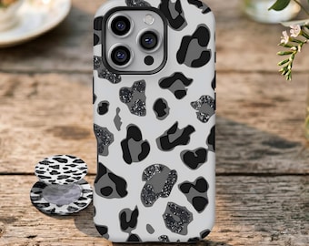 Funda para teléfono con estampado de vaca brillante y atrevida, color negro y blanco, con diseño de leopardo, compatible con iPhone 17, 16, 15, 14, 13, 12, 11 Pro Max y Samsung Galaxy S26, S25, S24 y S23 Ultra.