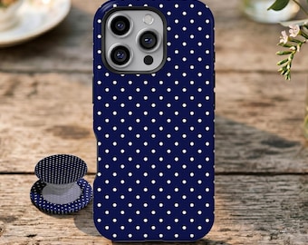Funda para teléfono con estampado de lunares, funda con estética retro minimalista, funda con estampado de puntos clásico, iPhone 17 16 15 14 13 12 11 Pro Max, Samsung Galaxy S26 Ultra