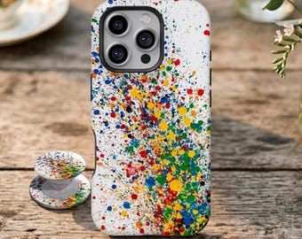 Mobilskal med abstrakt gatukonst, livfull färgglad stänkpopkonst, för iPhone 17 16 15 14 13 12 11 Pro Max, Samsung Galaxy S26 S25 S24 Ultra