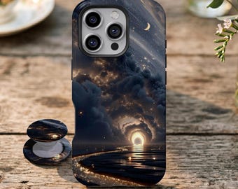 Funda para teléfono con diseño de túnel de nubes celestiales y mar estrellado, funda cósmica mística para iPhone 17 16 15 14 13 12 11 Pro Max, Samsung Galaxy S26 S25 S24 Ultra