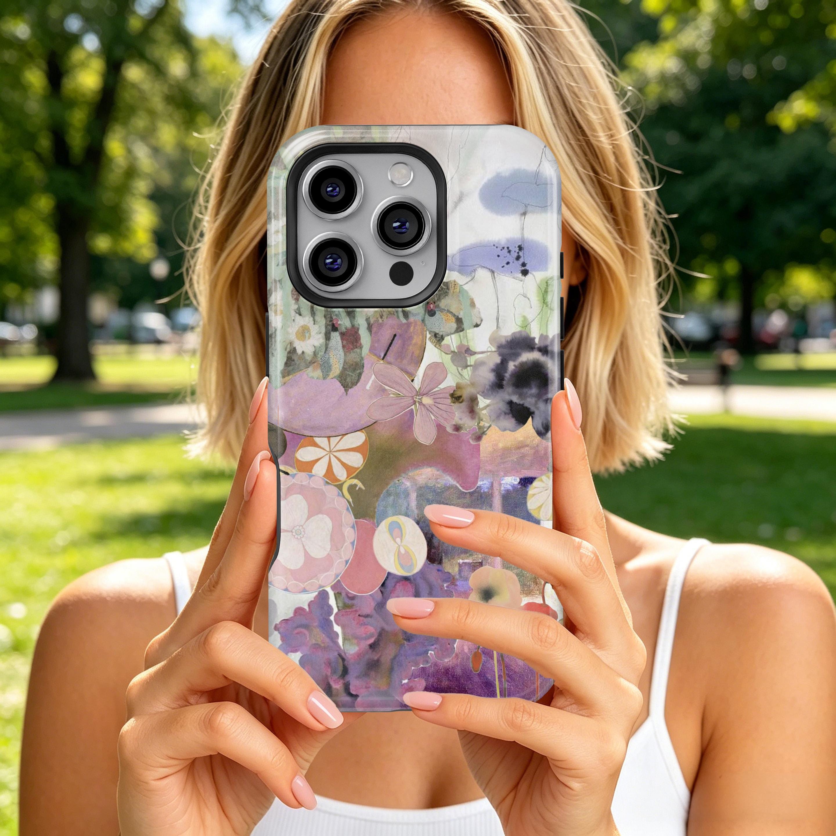 Retro Elegant Purple Iris Floral Abstract Art Aesthetic Phone Cover for ...