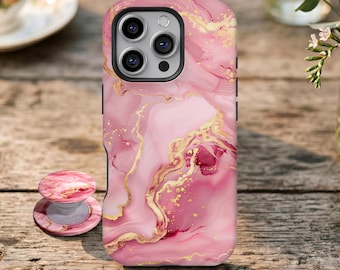 Funda para teléfono con diseño de remolino degradado rosa, pintura al óleo, arte abstracto, para iPhone 17 16 15 14 13 12 11 Pro Max, Samsung Galaxy S26 S25 S24 S23 Ultra