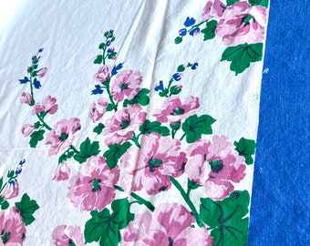 CRAFTER PROJECT Hibiscus Tablecloth, as is, Pink, Blue and Green, 46 By 50 Inches, Crafters Project,