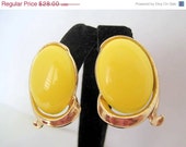 Vintage 1956 Crown Trifari Bright Yellow Bolero Earrings Book Piece