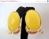 Vintage 1956 Crown Trifari Bright Yellow Bolero Earrings Book Piece
